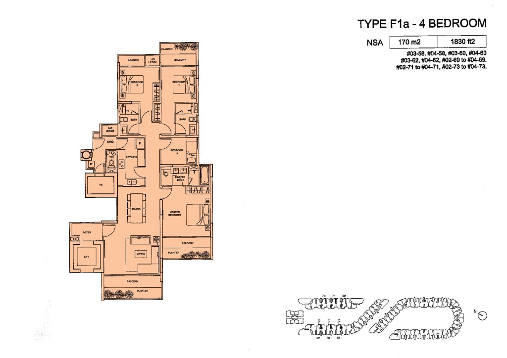 Meadows @ Peirce floor plan 1,830 sqft Type Type F1a