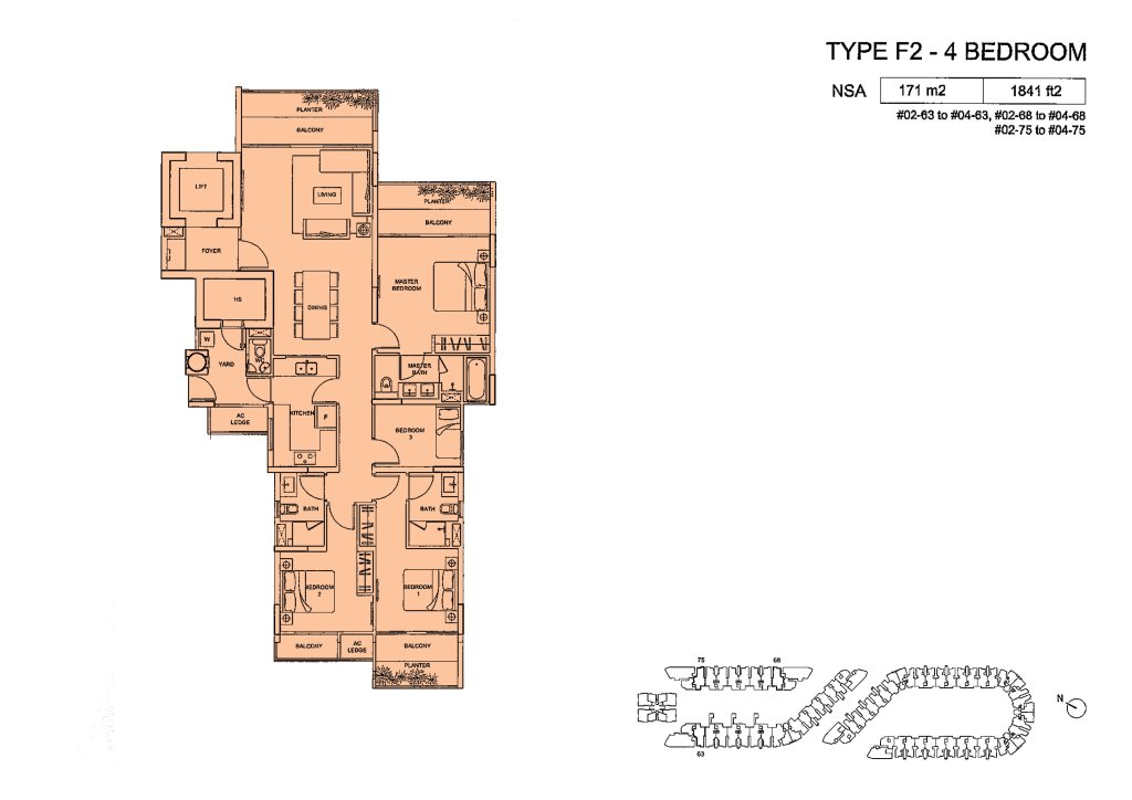 Meadows @ Peirce floor plan 1,841 sqft Type Type F2
