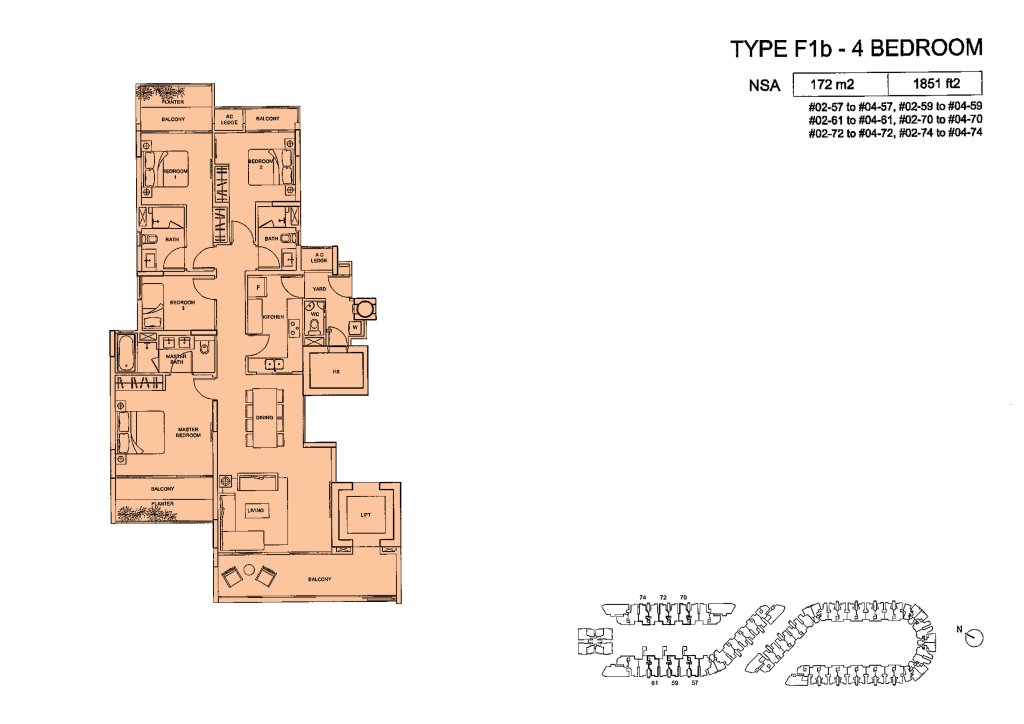Meadows @ Peirce floor plan 1,851 sqft Type Type F1b