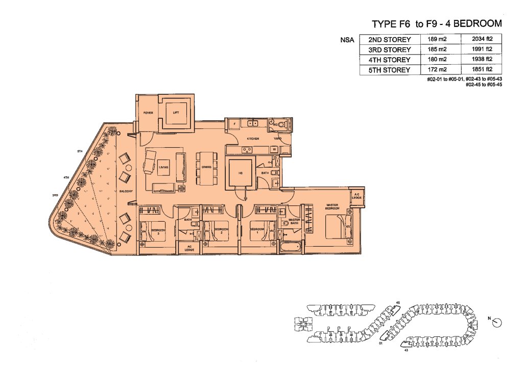 Meadows @ Peirce floor plan 2,034 sqft Type Type F6 to F9