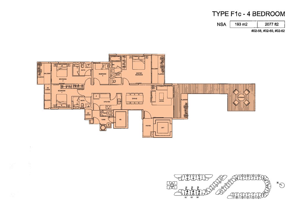 Meadows @ Peirce floor plan 2,077 sqft Type Type F1c