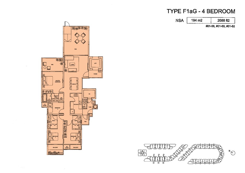 Meadows @ Peirce floor plan 2,088 sqft Type Type F1aG