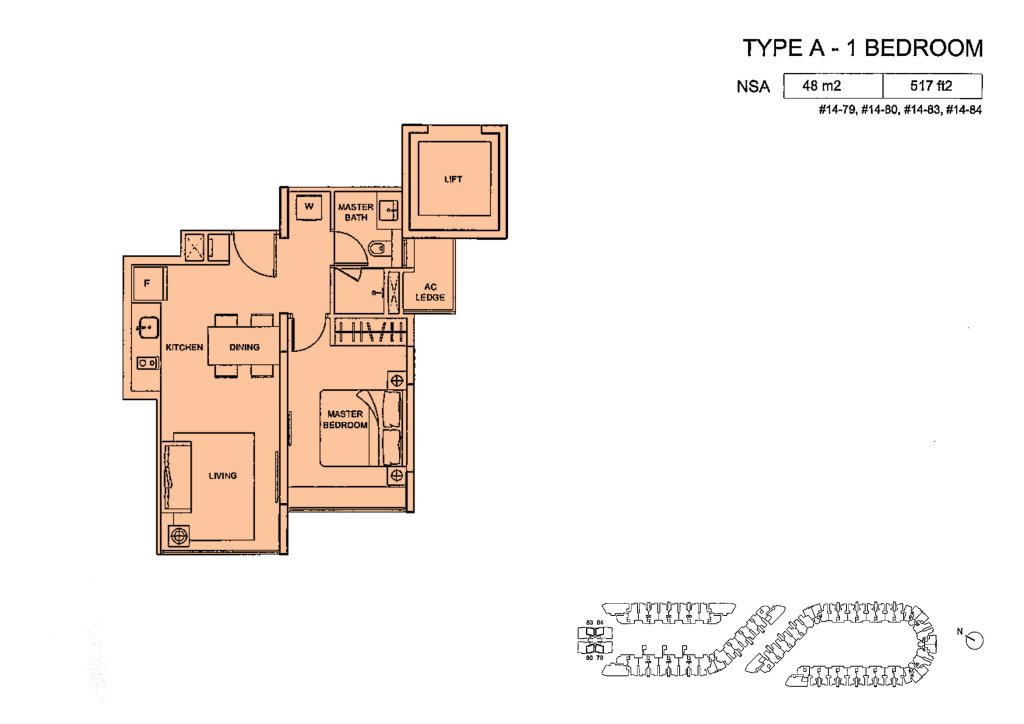 Meadows @ Peirce floor plan 517 sqft Type Type A