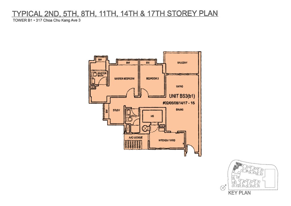 Mi Casa floor plan 1,119 sqft Type BS3(b1)