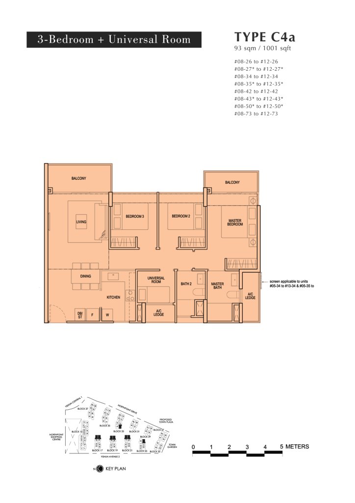 North Park Residences floor plan 1,001 sqft Type C4a