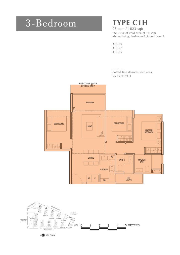 North Park Residences floor plan 1,023 sqft Type C 1H
