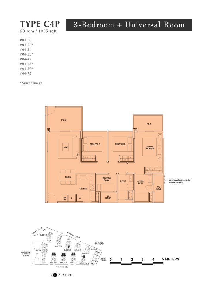 North Park Residences floor plan 1,055 sqft Type C4P