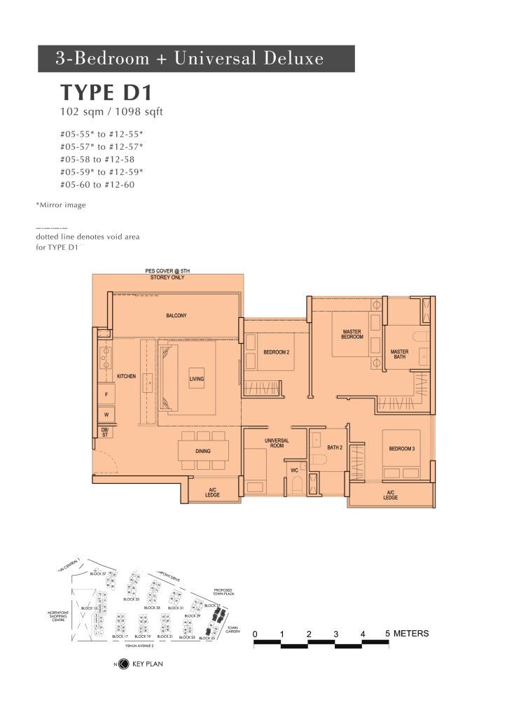 North Park Residences floor plan 1,098 sqft Type D1