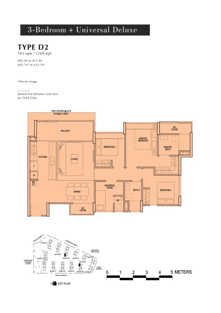 North Park Residences floor plan 1,109 sqft Type D2