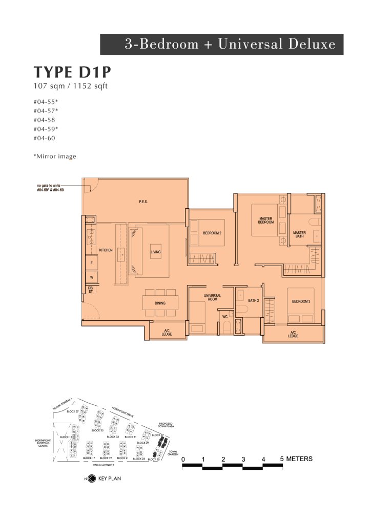North Park Residences floor plan 1,152 sqft Type D1P