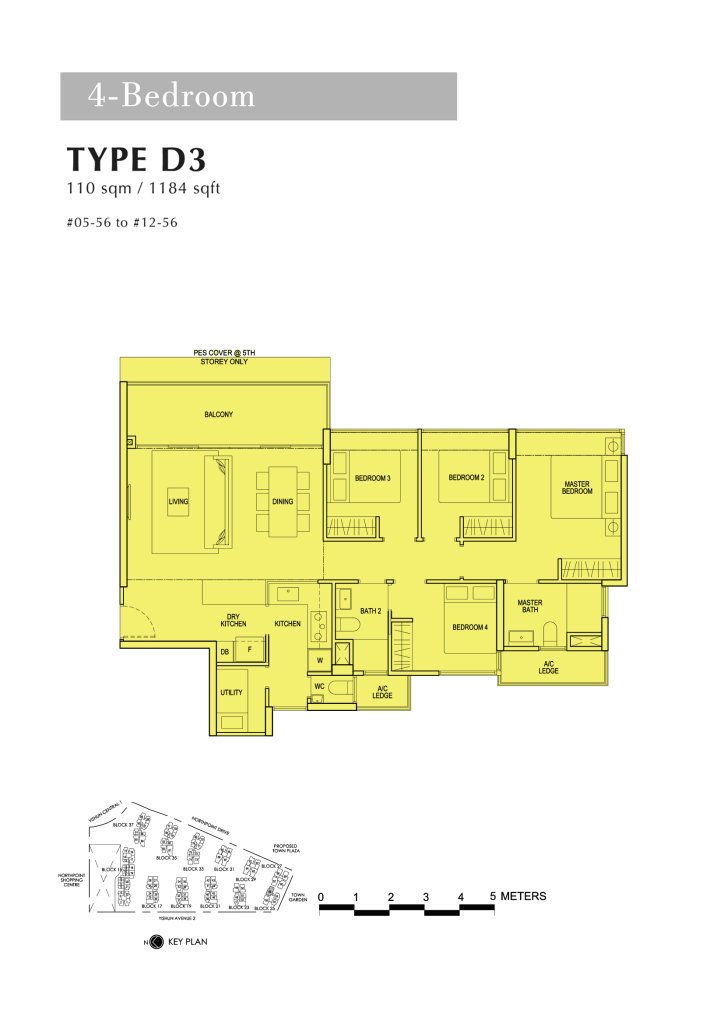North Park Residences floor plan 1,184 sqft Type D3
