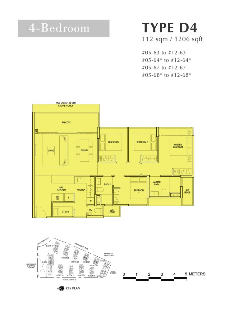 North Park Residences floor plan 1,206 sqft Type D4