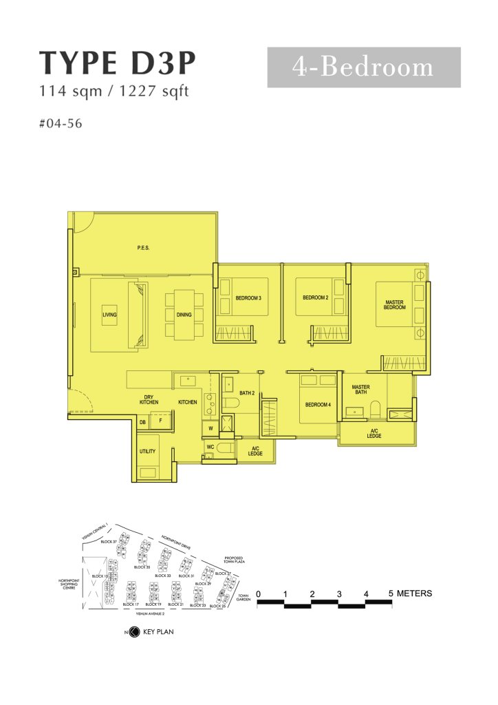North Park Residences floor plan 1,227 sqft Type D3P