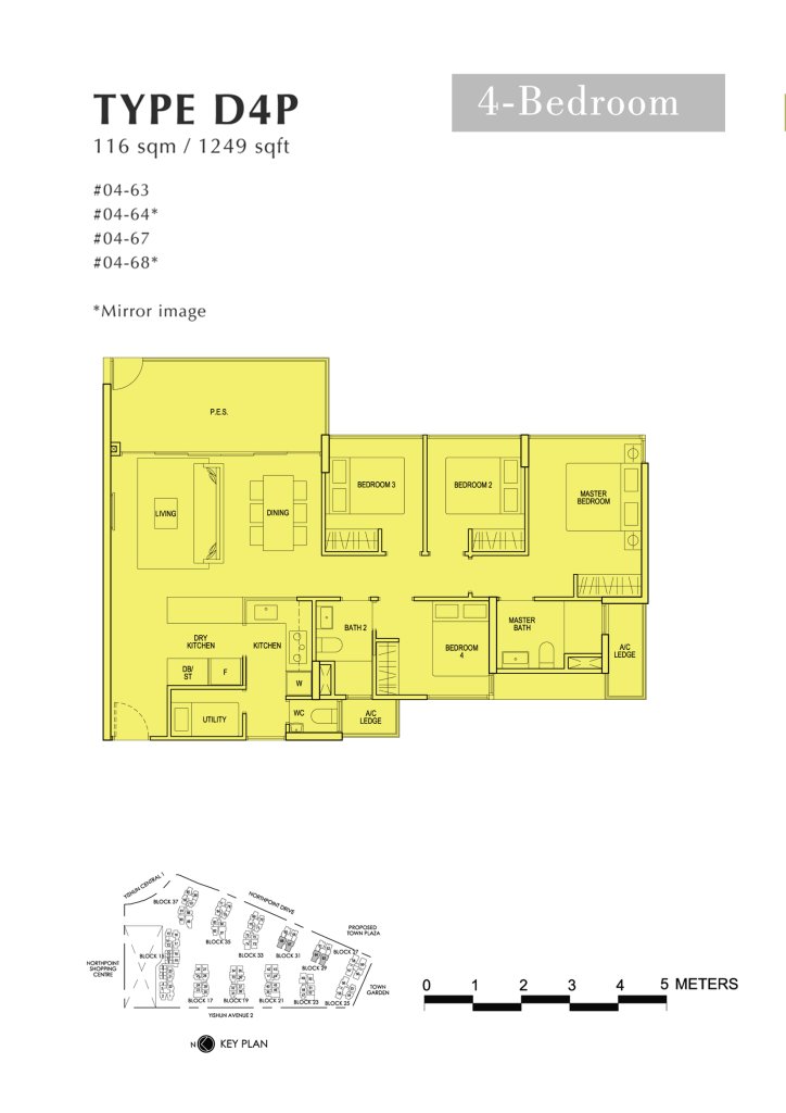 North Park Residences floor plan 1,249 sqft Type D4P
