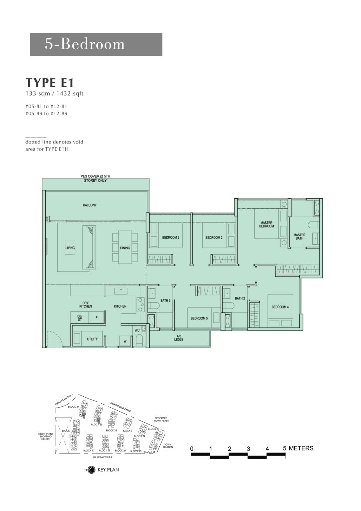 North Park Residences floor plan 1,432 sqft Type E1