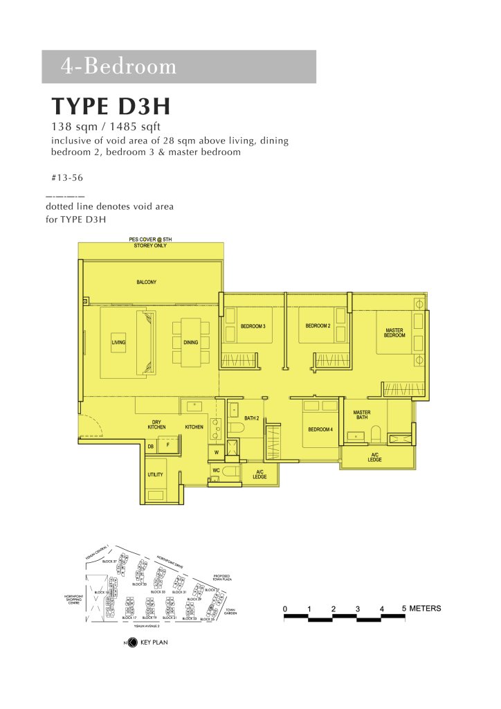 North Park Residences floor plan 1,485 sqft Type D3H