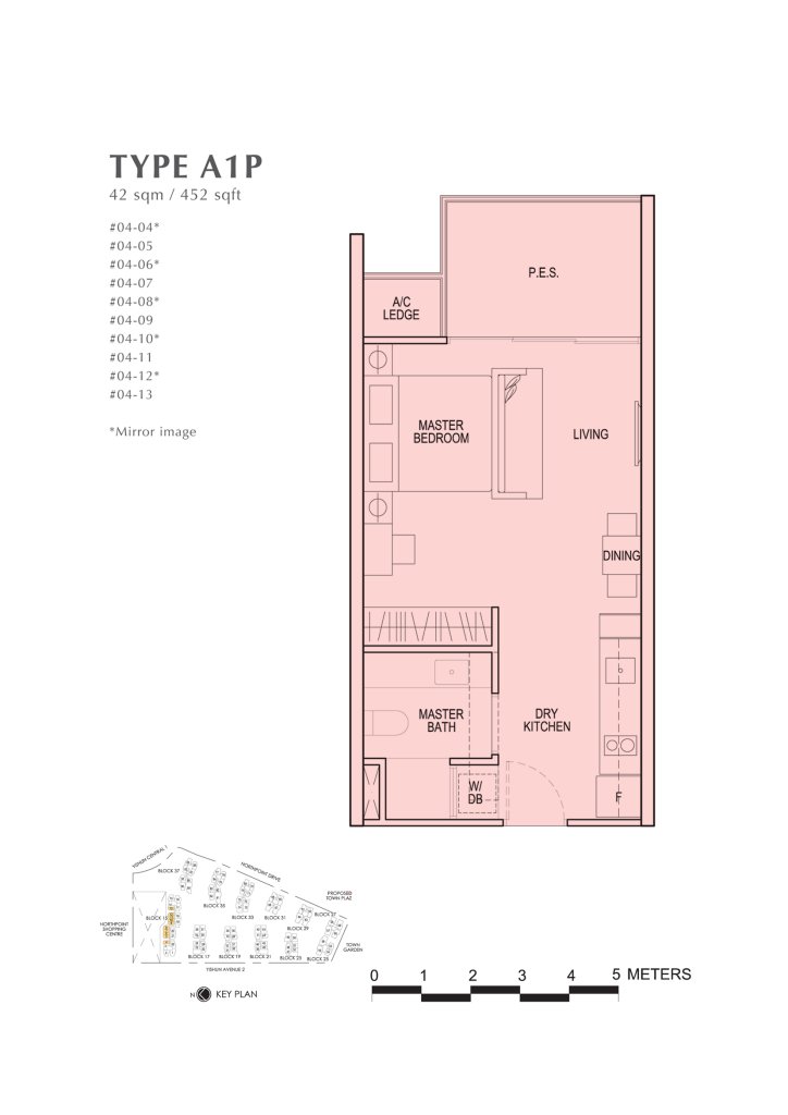 North Park Residences floor plan 452 sqft Type A1P