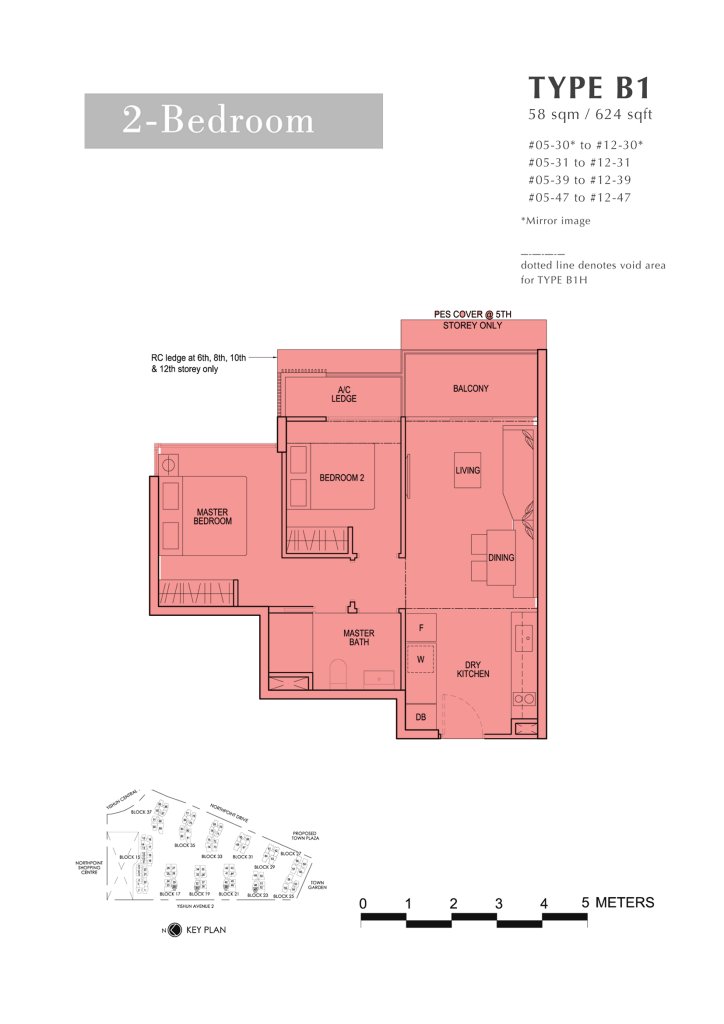 North Park Residences floor plan 624 sqft Type B1