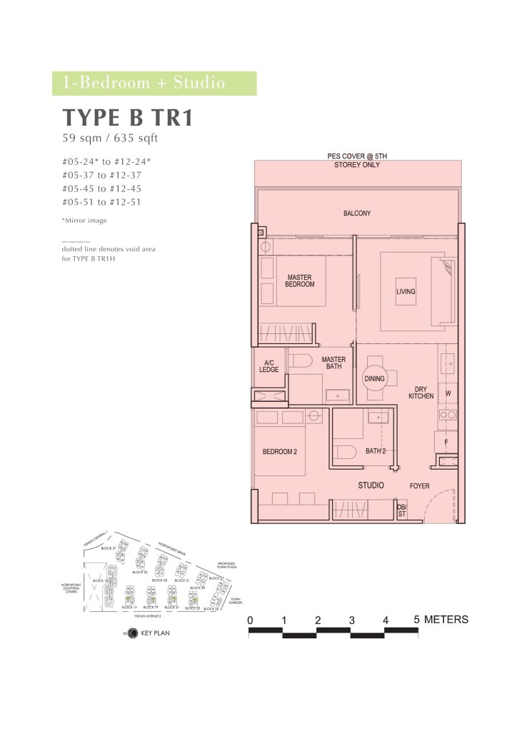 North Park Residences floor plan 635 sqft Type B TR1