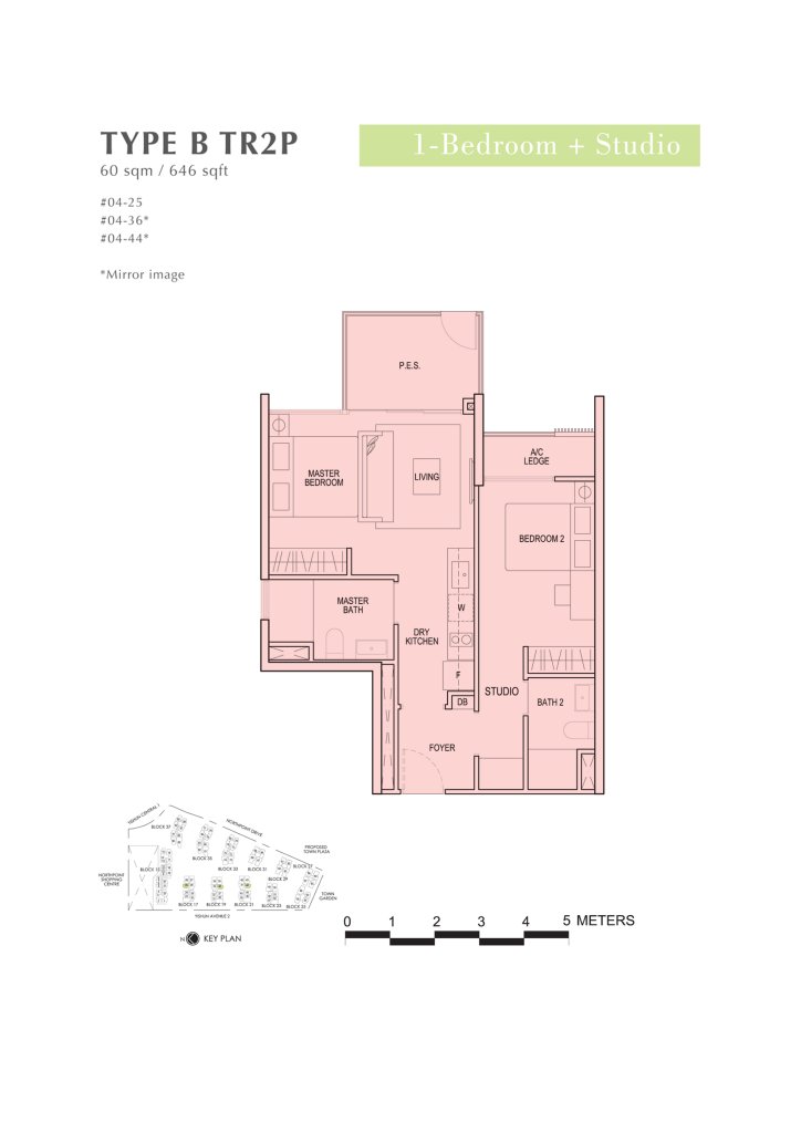 North Park Residences floor plan 646 sqft Type B TR2P