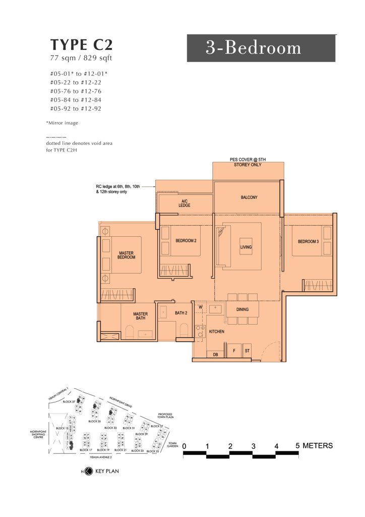 North Park Residences floor plan 829 sqft Type C2