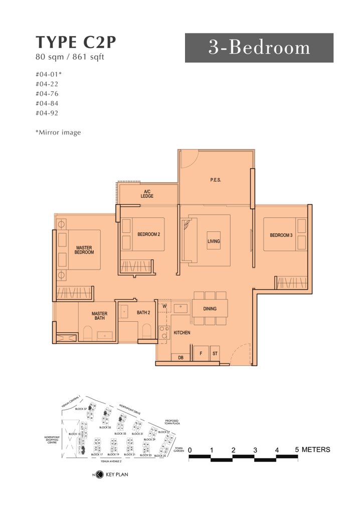 North Park Residences floor plan 861 sqft Type C2P