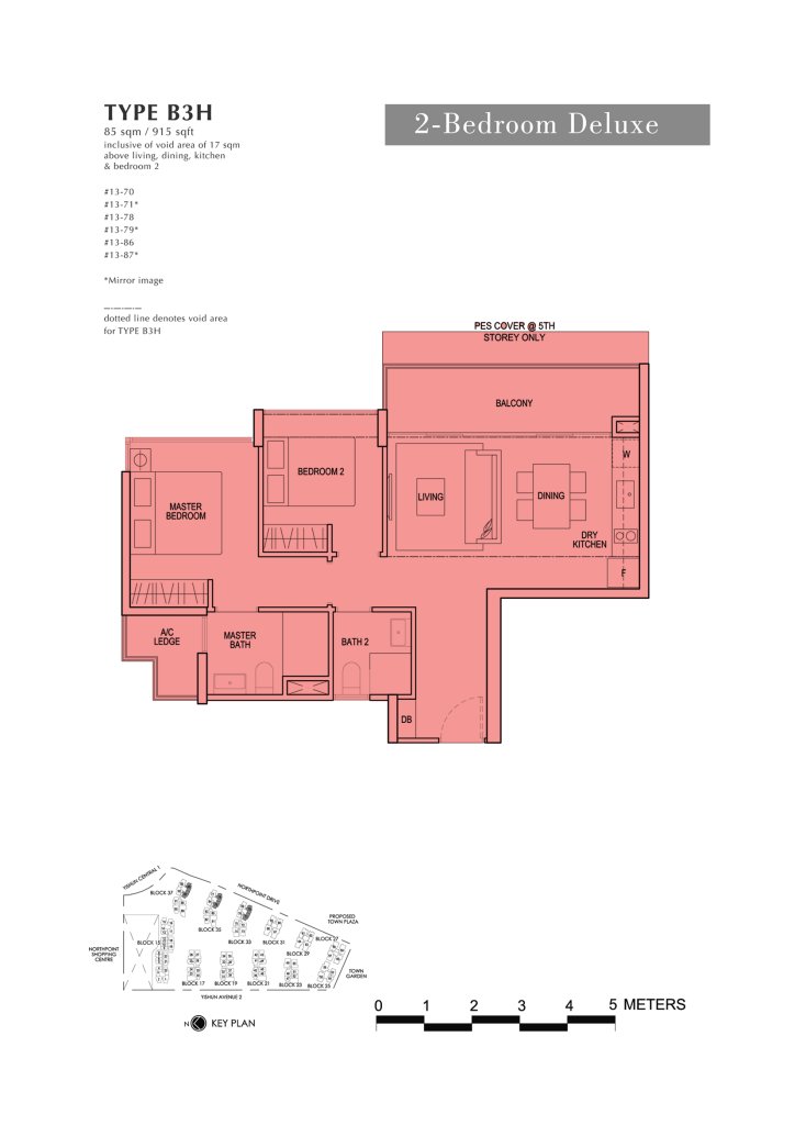 North Park Residences floor plan 915 sqft Type B3H