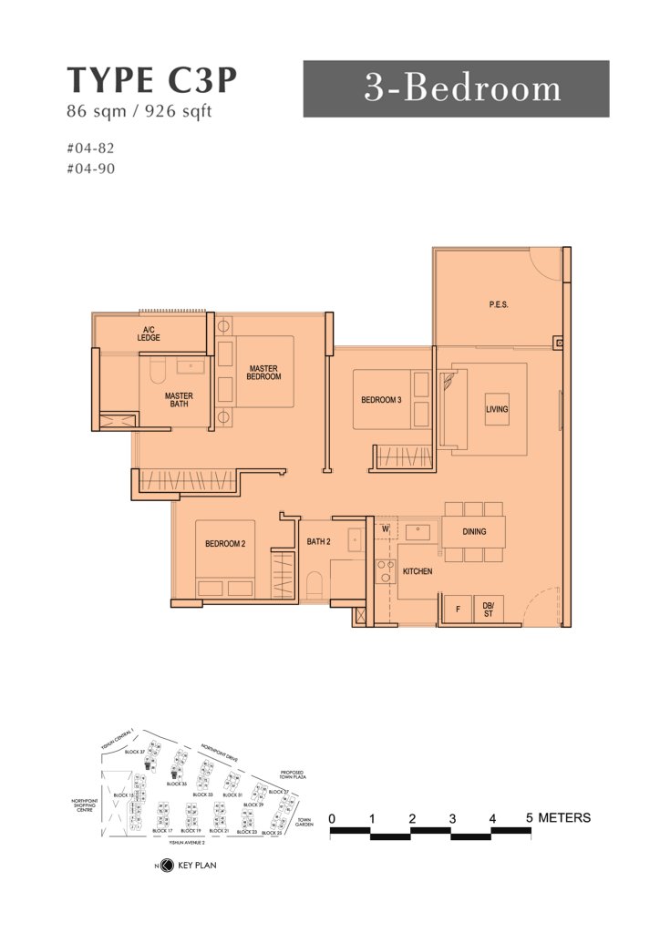 North Park Residences floor plan 926 sqft Type C3P
