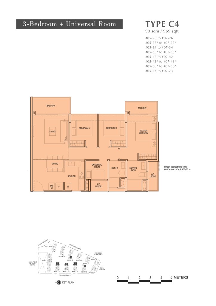 North Park Residences floor plan 969 sqft Type C 4