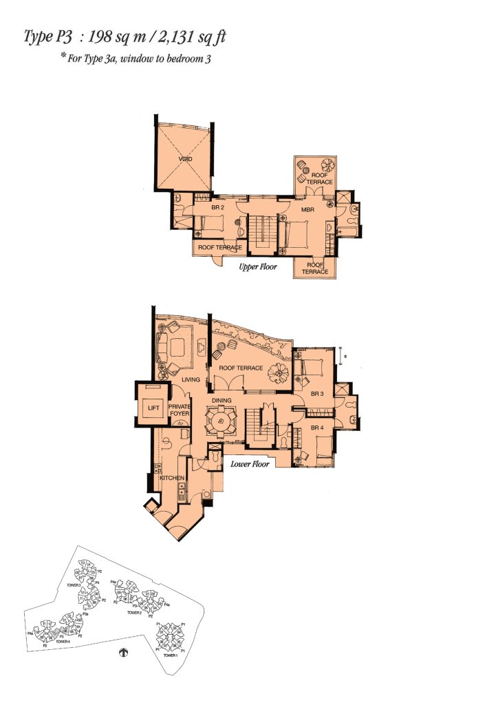 Palm Gardens floor plan 2,131 sqft Type P3