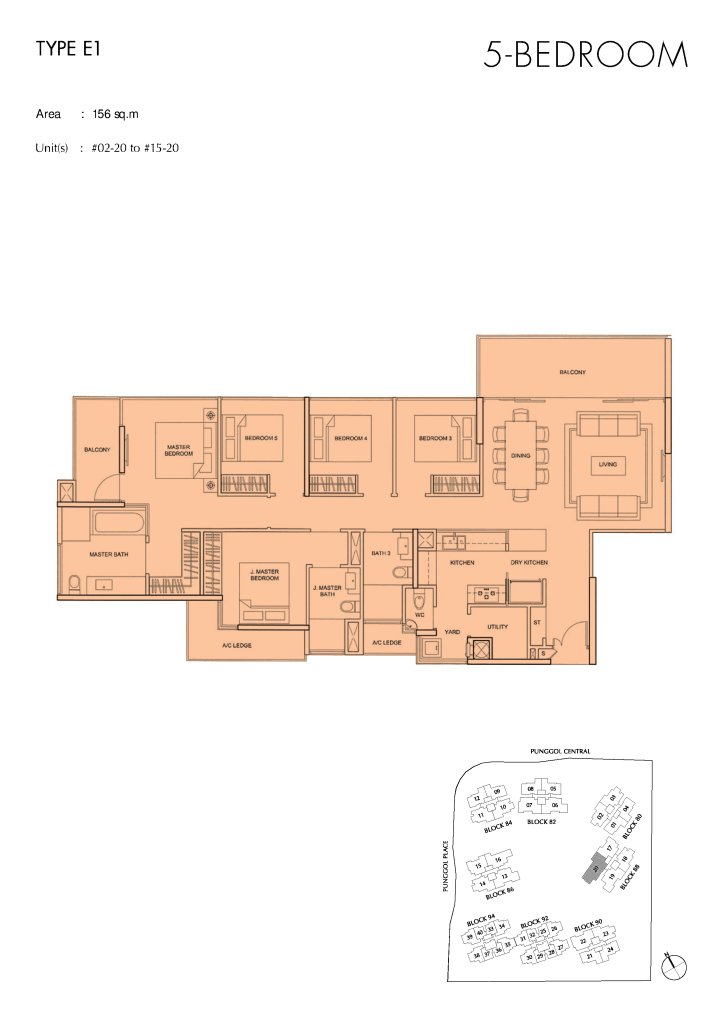 Parc Centros floor plan Type E1, 1679 sqft, Punggol, Singapore