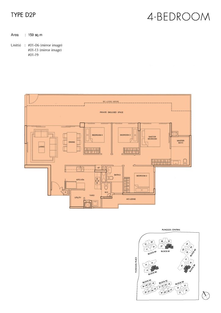 Parc Centros floor plan Type D2P, 1711 sqft, Punggol, Singapore