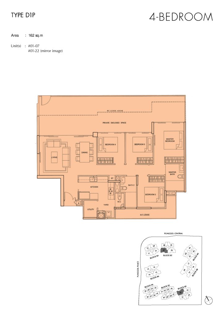 Parc Centros floor plan Type D1P, 1744 sqft, Punggol, Singapore