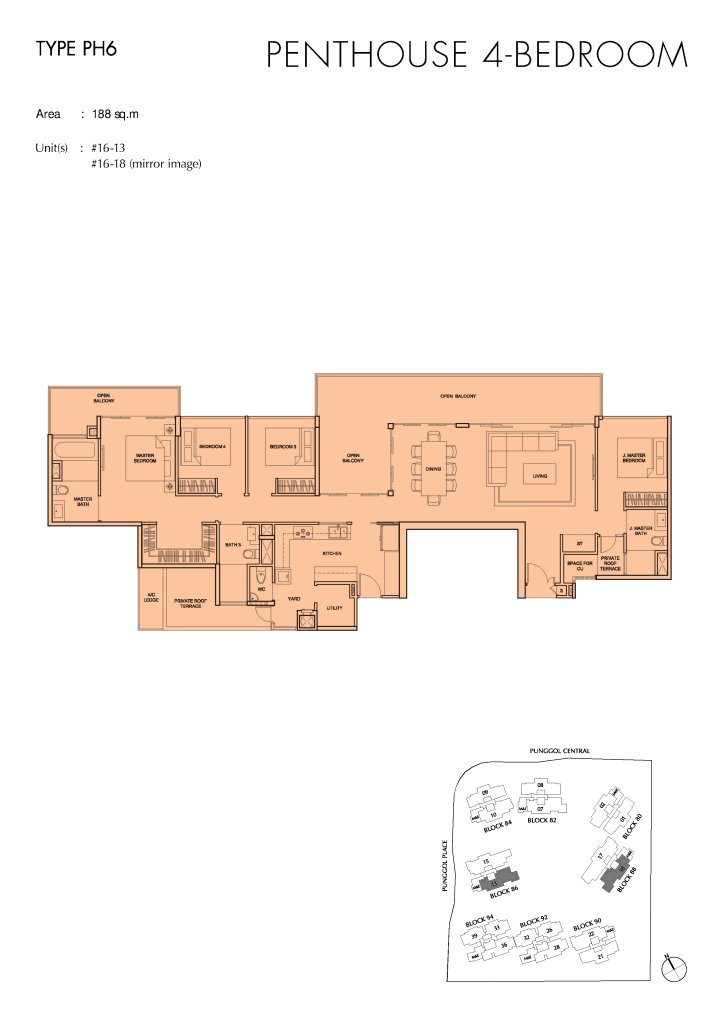Parc Centros floor plan Type PH6, 2024 sqft, Punggol, Singapore