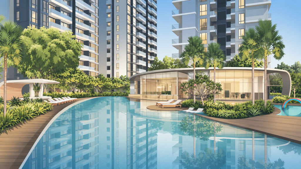 Parc Centros swimming pool and poolside pavilion