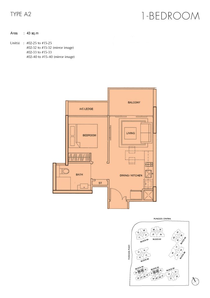 Parc Centros floor plan Type A2, 463 sqft, Punggol, Singapore