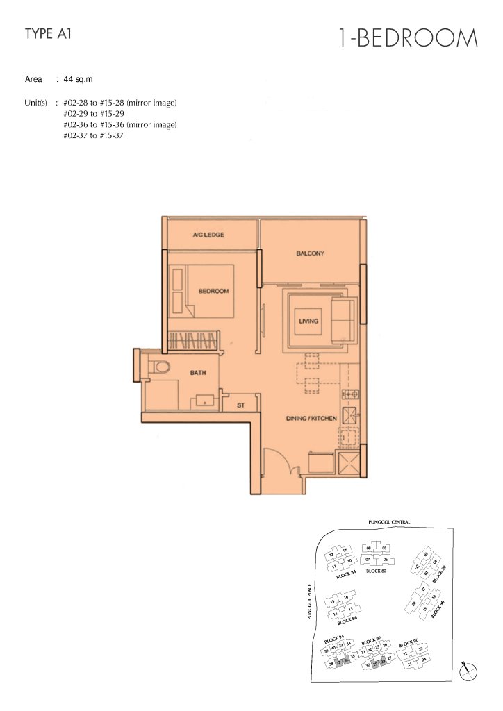 Parc Centros floor plan Type A1, 474 sqft, Punggol, Singapore