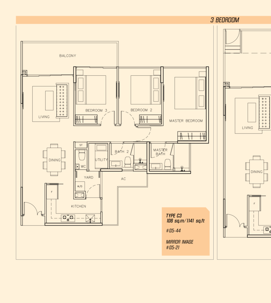 Parc Olympia floor plan 1,141 sqft Type C3