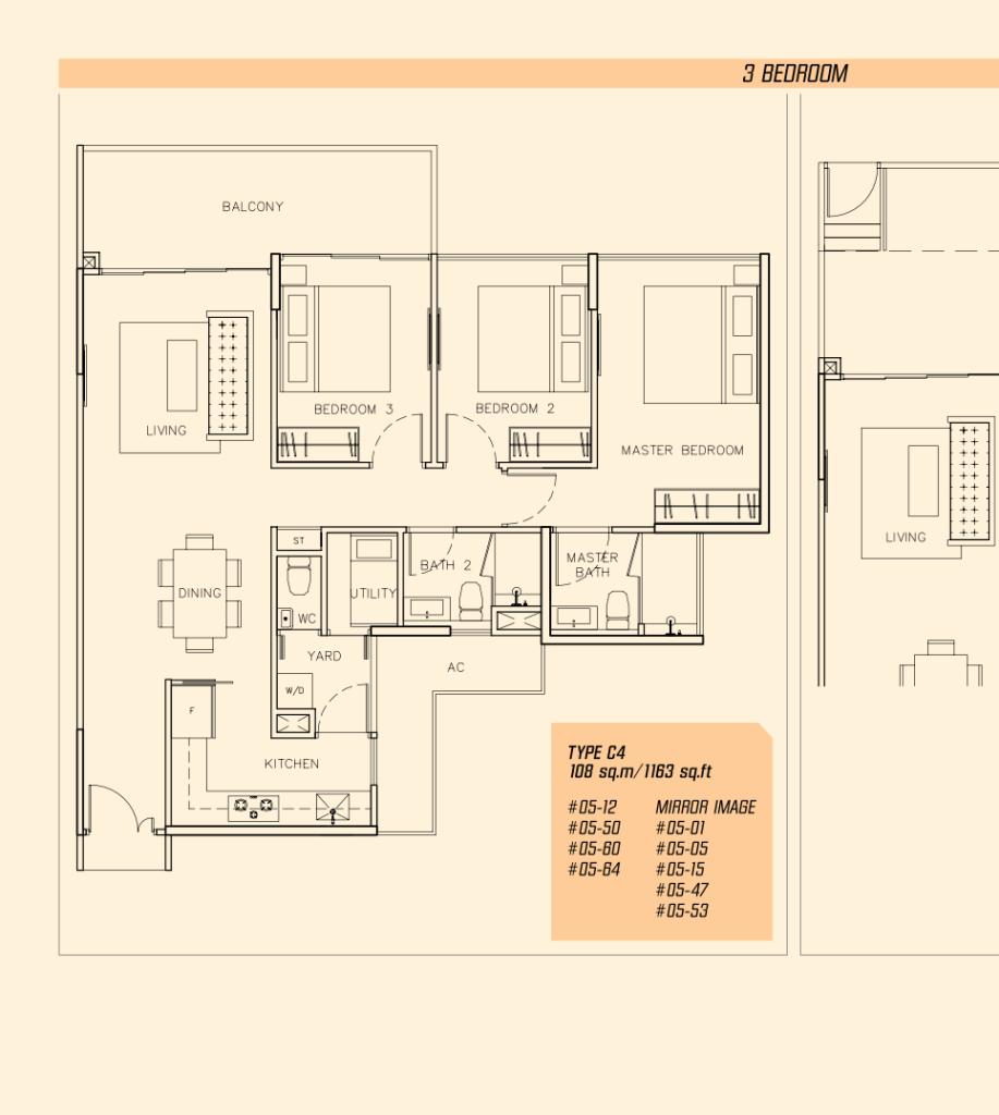 Parc Olympia floor plan 1,163 sqft Type C4