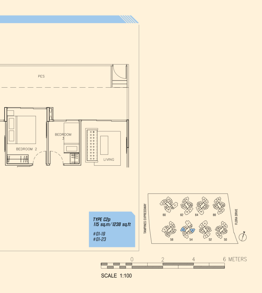 Parc Olympia floor plan 1,238 sqft Type C2p