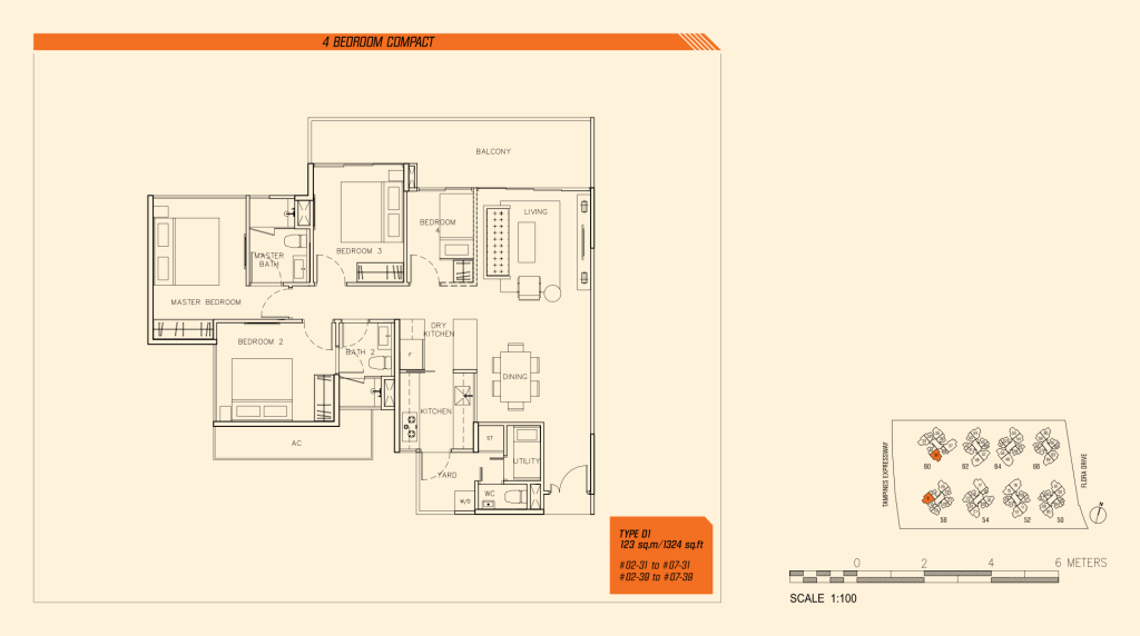 Parc Olympia floor plan 1,324 sqft Type D1
