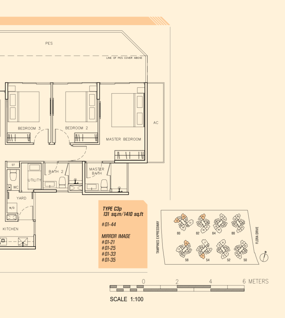 Parc Olympia floor plan 1,410 sqft Type C3p
