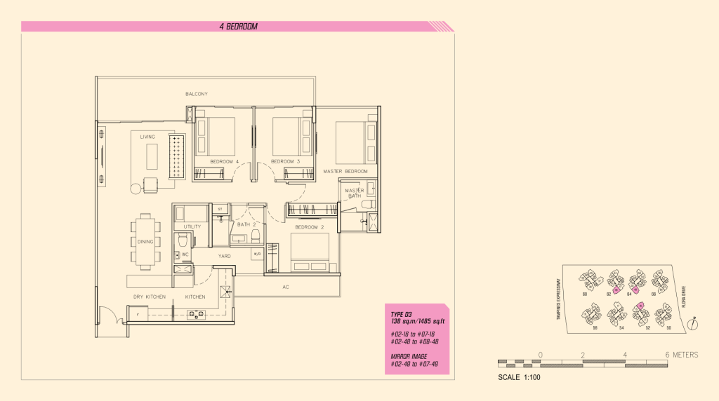 Parc Olympia floor plan 1,485 sqft Type D3