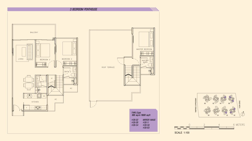 Parc Olympia floor plan 1,808 sqft Type C1ph