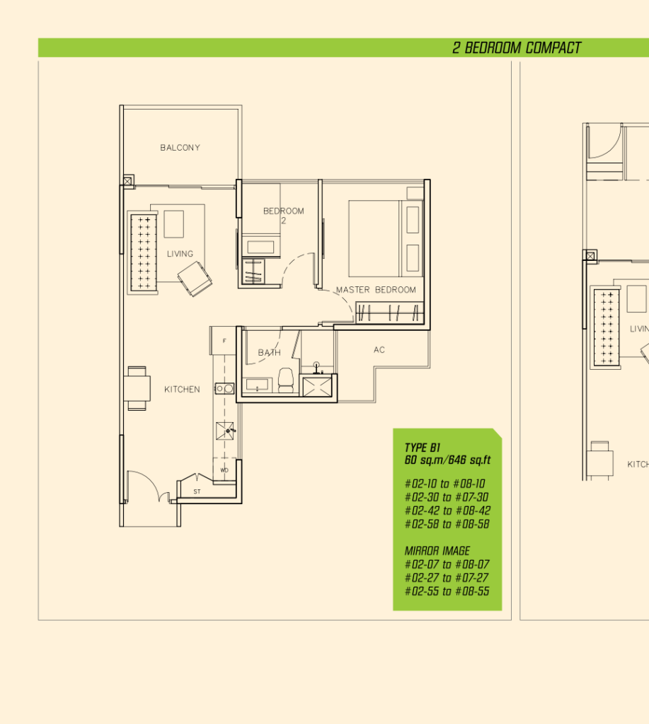 Parc Olympia floor plan 646 sqft Type B1