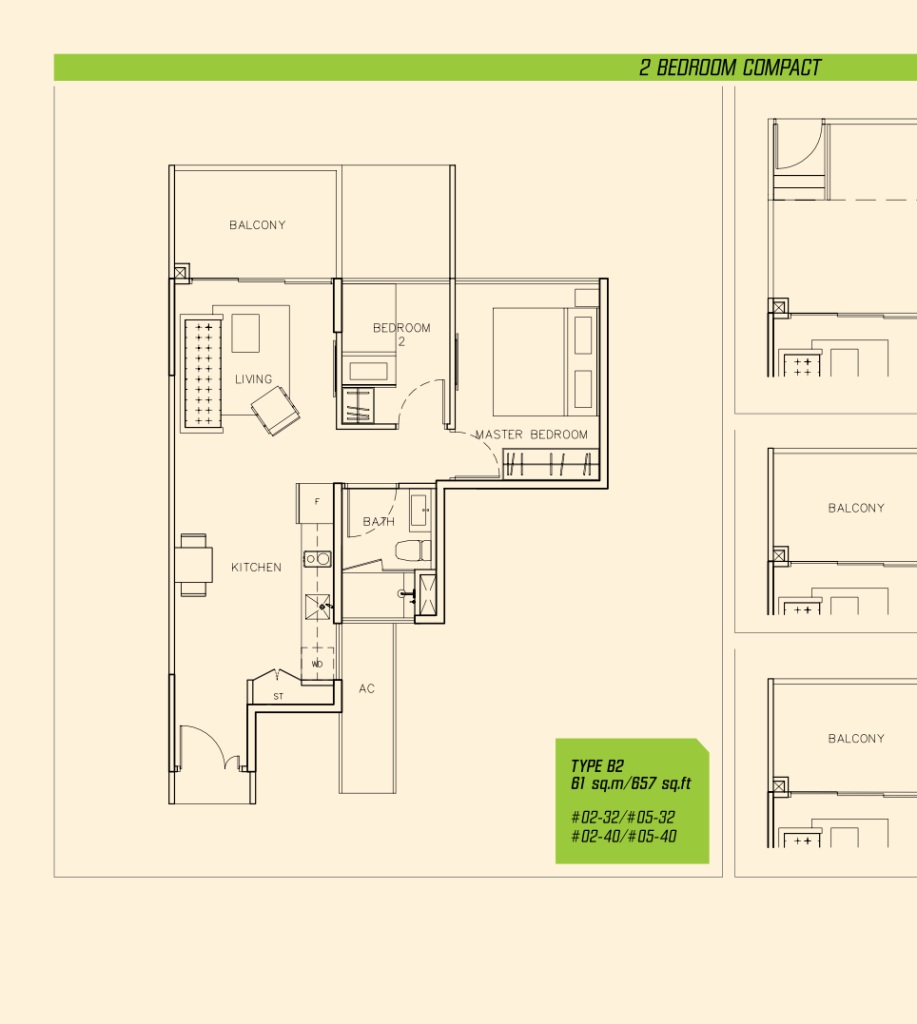Parc Olympia floor plan 657 sqft Type B2