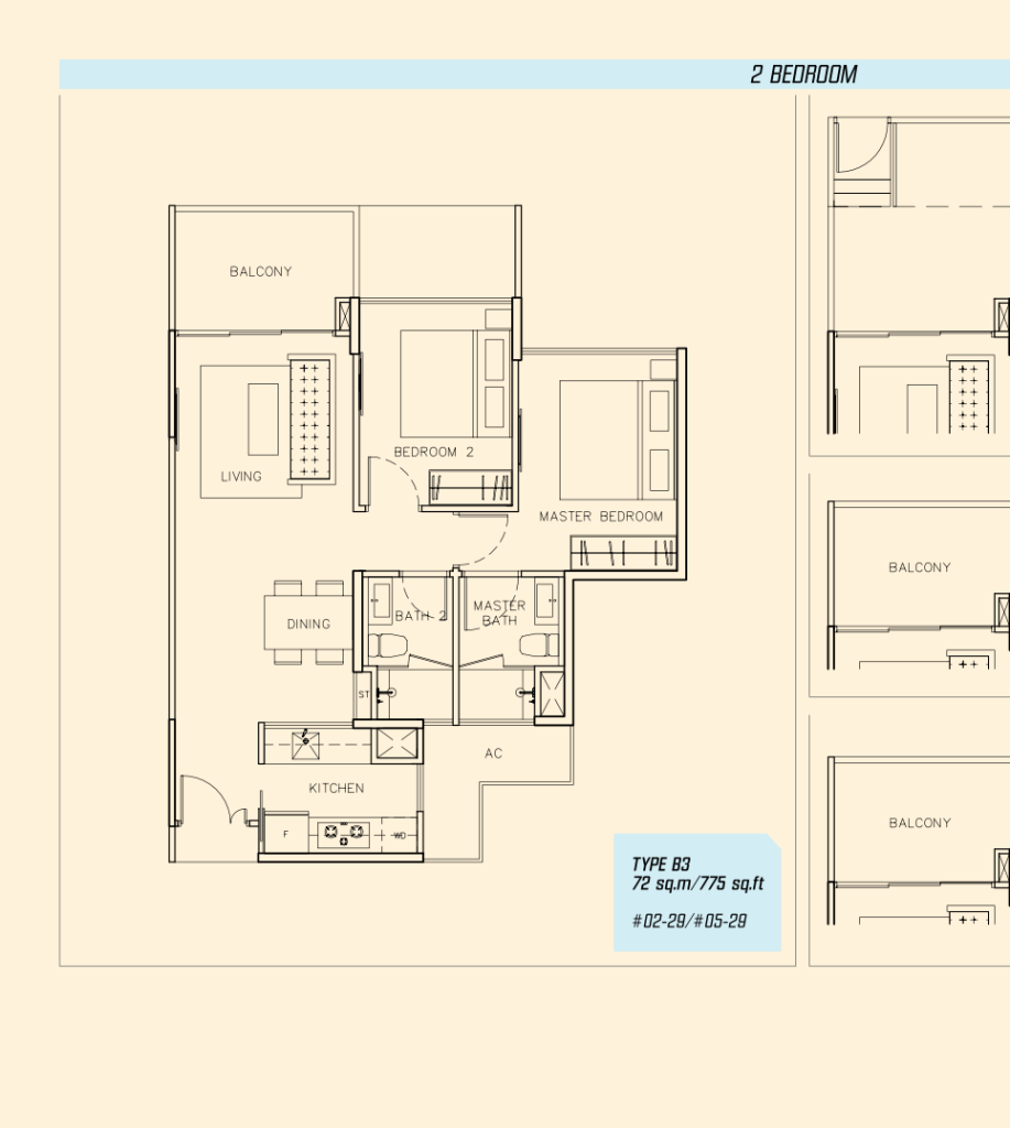 Parc Olympia floor plan 775 sqft Type B3