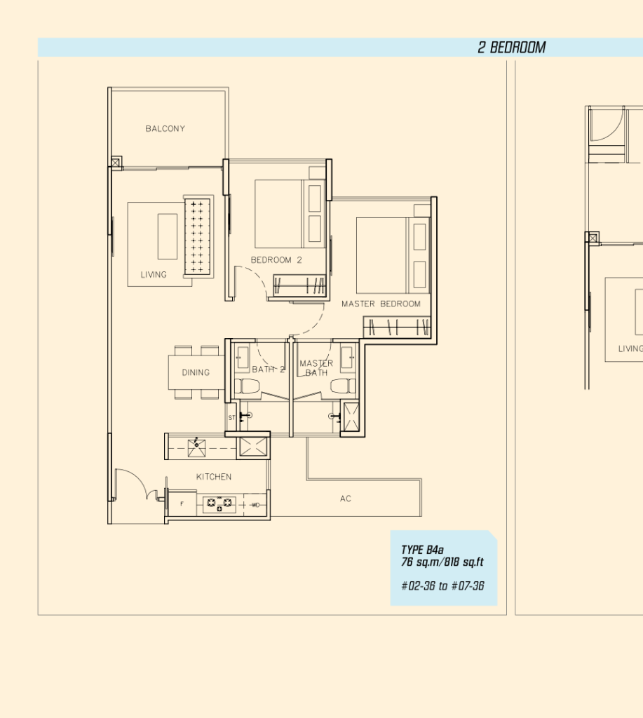Parc Olympia floor plan 818 sqft Type B4a