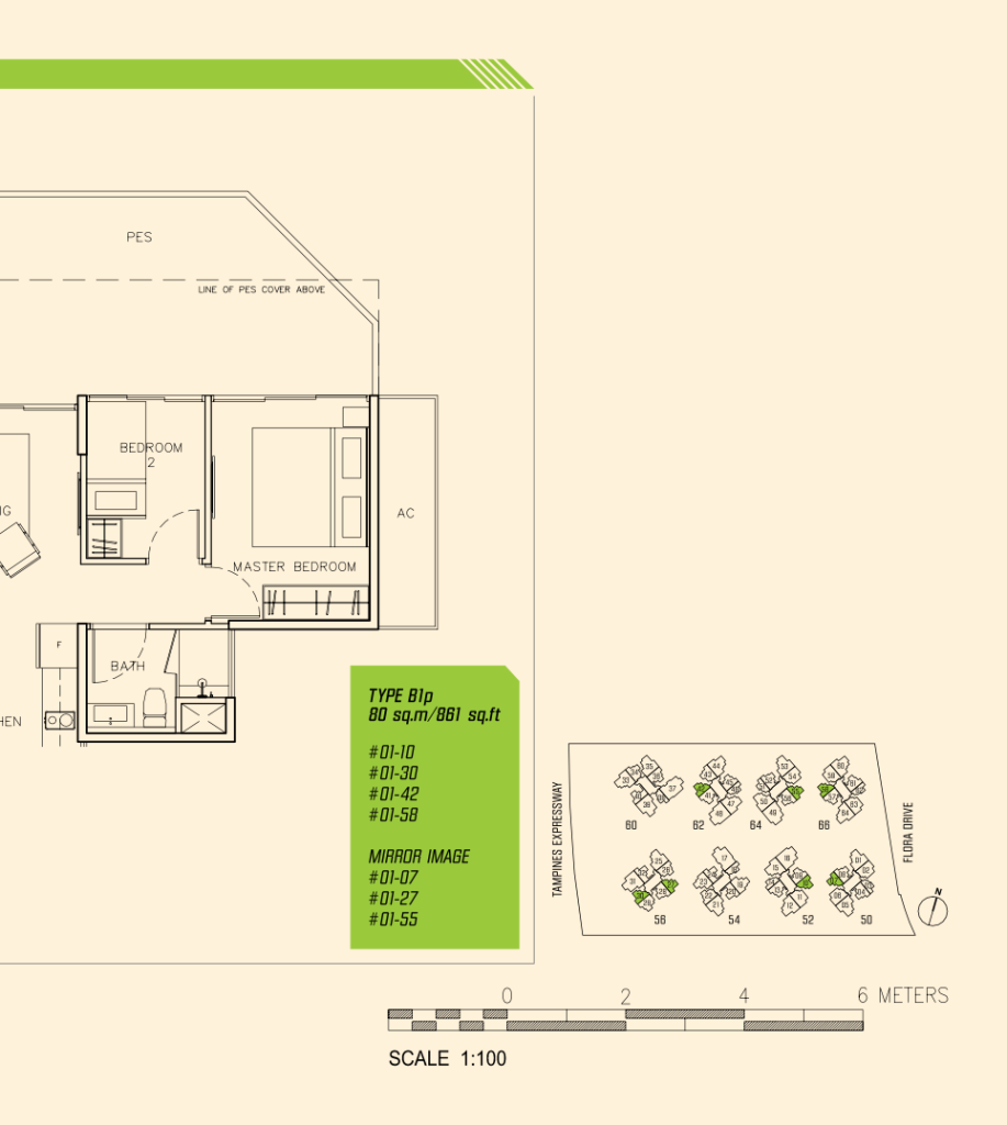 Parc Olympia floor plan 861 sqft Type B1p