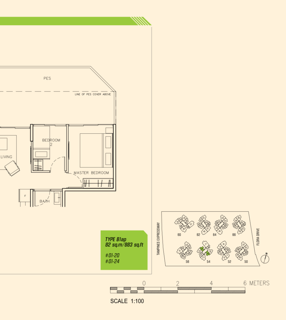 Parc Olympia floor plan 883 sqft Type B1ap